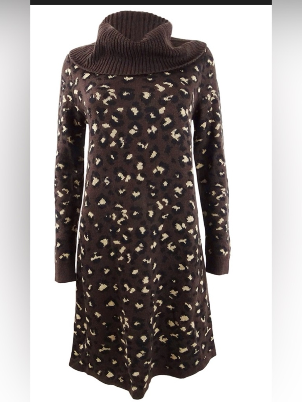 Tommy Hilfiger Leopard-Print Cowl Neck Sweater Dress